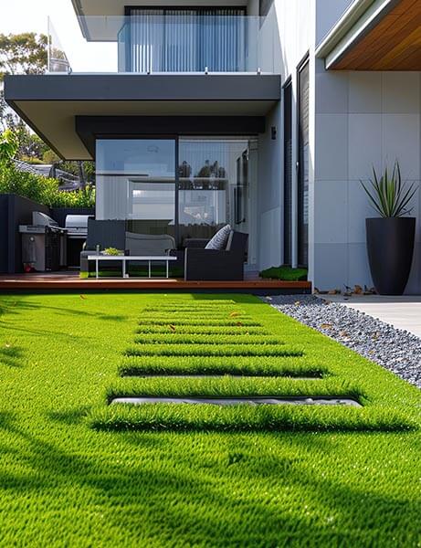 Front yard contemporary lawn turf